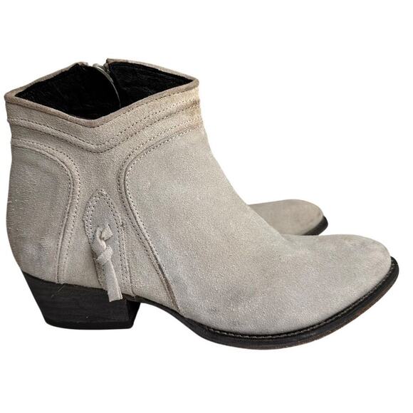 Rebels Beige Suede Nubuck Leather Zip Booties Women Sz 8.5 Rare Western Bohemian - Picture 12 of 16
